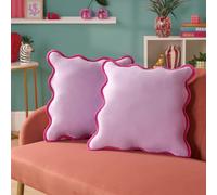 OHS 2 x Scallop Edge Matte Velvet Cushion Covers Home Décor in Lilac | Size: 45 cm x 45 cm OHS Lilac 45 cm x 45 cm