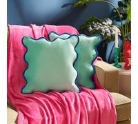 Ohs 2 X Scallop Edge Matte Velvet Cushion Covers Home Décor - Teal/blue