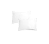 OHS 2 x Soft Plain Cotton Oxford Edge Pillowcases UK in White OHS White