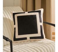 Ohs 2 X Square Print Matte Velvet Decorative Cushion Covers, Black
