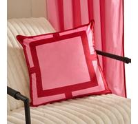 Ohs 2 X Square Print Matte Velvet Decorative Cushion Covers, Hot Pink/red