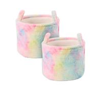 OHS 2 X Storage Basket Faux Fur Tie Dye Laundry Clothes Shoe Hamper Organiser Pop Up