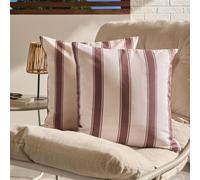 Ohs 2 X Stripe Garden Cushion Covers Outdoor Water Resistant - Chocolate/cream