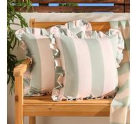OHS 2 x Stripe Garden Cushion Covers Outdoor Water Resistant in Pale Green | Size: 45 cm x 45 cm OHS Pale Green 45 cm x 45 cm