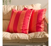 Ohs 2 X Stripe Garden Cushion Covers Outdoor Water Resistant - Orange/pink
