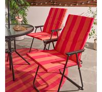 OHS 2 x Stripe Garden Seat Pad Outdoor High Back Chair Cushion OHS Multicolor