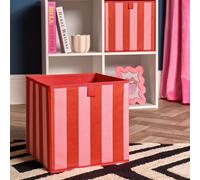 OHS 2 x Stripe Print Cube Storage Boxes Folding Shoe Organiser in Pink OHS Pink