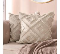 Ohs 2 X Tufted Geo Cushion Cover Luxury Modern - Stone