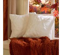 OHS 2 x Tufted Pumpkin Fleece Cushion Cover Halloween Autumn Home Décor in Cream | Size: 45 cm x 45 cm OHS Cream 45 cm x 45 cm