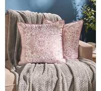 Ohs 2 X Vintage Print Matte Velvet Cushion Covers Home Décor - Blush