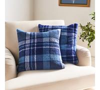 Ohs 2 X Winter Check Teddy Fleece Square Cushion Covers