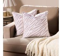 OHS 2 x Zebra Print Matte Velvet Cushion Cover Luxury Modern in Natural | Size: 45 cm x 45 cm OHS Natural 45 cm x 45 cm