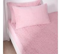 Ohs 25Cm Deep Fitted Soft Teddy Fleece Thermal Warm Bed Sheet, King - Blush Pink