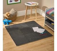 OHS 27 Piece Interlocking Foam Mats, Teddy Fleece EVA Foam Baby Play Mats Soft Thick Comfortable Floor Tile Matting for Children Play Crawl Puzzle Mat for Baby, Charcoal Grey - 30 x 30cm