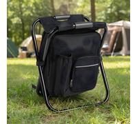 OHS 3-in-1 Camping Backpack Stool Cooling Bag Chair Folding Rucksack Seat in Black OHS Black