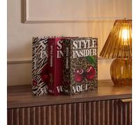 OHS 3 Pack Animal Print Decorative Faux Books with Hidden Storage, Multi | Stackable Hardcover Decorative Books Storage Box for Bookshelf Coffee Tables Jewellery Organiser Bedside Table Display Books