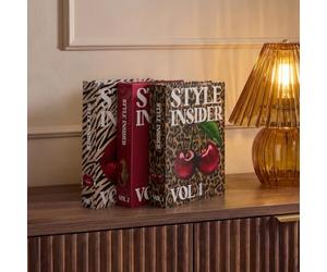 OHS 3 Pack Animal Print Decorative Faux Books with Hidden Storage, Multi | Stackable Hardcover Decorative Books Storage Box for Bookshelf Coffee Tables Jewellery Organiser Bedside Table Display Books