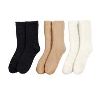 OHS 3 Pack Cosy Fleece Socks, Winter Warm Fleece Lined Sock Ultra Soft Fluffy Cosy Socks Gifts for Women Ladies Socks - Beige, Black, Cream, UK 3-8