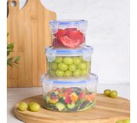 OHS 3 Pack Food Storage Round Plastic Airtight Tuppelware With Lid in White OHS White