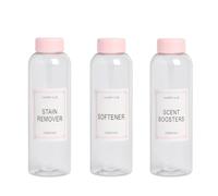 OHS 3 Pack Laundry Scent Booster Plastic Storage Jars with Lid, Clear/Pink | Reusable Fabric Softener Jars Liquids Laundry Detergent Storage Bottle Laundry Beads Plastic Jars with Lids Containers