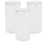 OHS 3 Pack Round Plastic Jar Food Storage Container Large Clear Lid in White OHS White Large