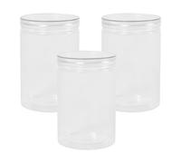 OHS 3 Pack Round Plastic Jar Food Storage Container Medium Clear Lid in White OHS White Medium