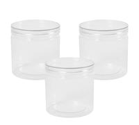 OHS 3 Pack Round Plastic Jar Food Storage Container Small Clear Lid in White OHS White Small