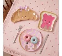 OHS 3 Pack Sweetie Pie Shaped Serving Plates Melamine Side Plates, Multi | Dessert Plates Reusable Serving Dishes for Food Snacks Pastry Party Afternoon Tea Outdoor Entertaining Great Gifts for Kids