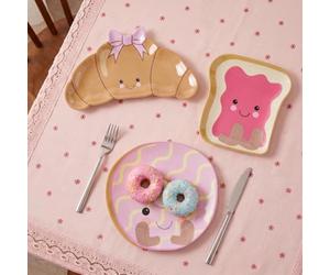 OHS 3 Pack Sweetie Pie Shaped Serving Plates Melamine Side Plates, Multi | Dessert Plates Reusable Serving Dishes for Food Snacks Pastry Party Afternoon Tea Outdoor Entertaining Great Gifts for Kids