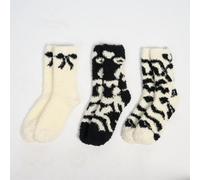 Ohs 3 Pair Bows Fluffy Warm Fleece Bed Socks