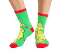 OHS 3 Pair Fluffy Socks Women Funny Cute Grinch Printed Novelty Socks for Women Men Kids Ultra Soft Cosy Comfy Warm Winter Fuzzy Bed Socks for Christmas Gifts, Multi