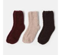 OHS 3 Pair Plain Fluffy Warm Fleece Bed Socks Winter Cosy in Brown | Size: 3-7 OHS Brown 3-7