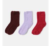 OHS 3 Pair Plain Fluffy Warm Fleece Bed Socks Winter Cosy in Purple | Size: 3-7 OHS Purple 3-7