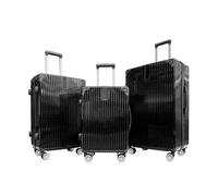 OHS 3-Piece Hardshell Luggage Sets, Metallic Suitcase Set Durable Lightweight 360° 4 Wheel Spinner Adjustable Handles Easy to Carry Travel Suitcase Sets 3, Black - Cabin, Medium, Large