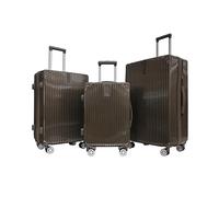 OHS 3-Piece Hardshell Luggage Sets, Metallic Suitcase Set Durable Lightweight 360° 4 Wheel Spinner Adjustable Handles Easy to Carry Travel Suitcase Sets 3, Brown - Cabin, Medium, Large