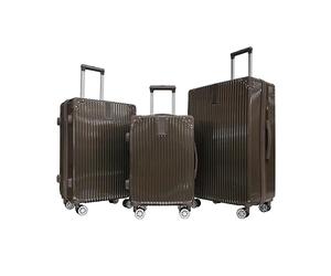 OHS 3-Piece Hardshell Luggage Sets, Metallic Suitcase Set Durable Lightweight 360° 4 Wheel Spinner Adjustable Handles Easy to Carry Travel Suitcase Sets 3, Brown - Cabin, Medium, Large