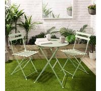 OHS 3 Set Metal Bistro Chair & Table Set Garden Patio Seating in Pale Green OHS Pale Green