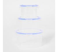 OHS 3 Set Round Fruit Containers for Fridge, BPA Free Plastic Food Storage Containers with Lids Leak Proof Gym Meal Prep Fridge Freezer Stackable Clear Airtight Food Storage Container