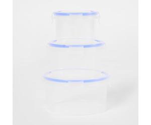 OHS 3 Set Round Fruit Containers for Fridge, BPA Free Plastic Food Storage Containers with Lids Leak Proof Gym Meal Prep Fridge Freezer Stackable Clear Airtight Food Storage Container