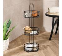 OHS 3 Tier Bathroom Caddy Freestanding Shower Storage, Stainless Steel Tall Floor Shower Caddy Corner Bathroom Shelves Storage Organiser Rustproof Display Shelves, Black