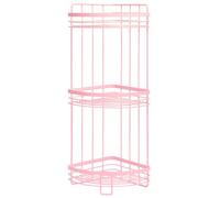 OHS 3 Tier Bathroom Corner Shelf Counter Organiser, Floor Bathroom Caddy Freestanding Wire Plastic Corner Shower Shelf Storage Organiser Shower Caddy Display Shelves for Toiletries, Pink