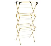 OHS 3 Tier Clothes Airer, Foldable Indoor Outdoor Drying Rack Laundry Towels Non Slip Feet Sturdy Maiden Clothes Horse Space Saving Washing Line 15m Drying Space, Gold - 136 x 62 x 49cm