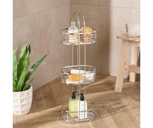 OHS 3 Tier Shower Caddy Free Standing, Stainless Steel Tall Floor Bathroom Caddy Corner Shower Shelves Storage Organiser Rustproof Bathroom Accessories Display Shelves, Silver