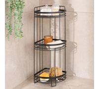 OHS 3 Tier Shower Caddy Freestanding Bathroom Corner Shelf Organiser in Black OHS Black