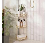OHS 3 Tier Shower Caddy Freestanding Bathroom Corner Shelf Organiser in Gold OHS Gold