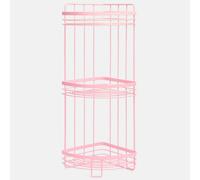 OHS 3 Tier Shower Caddy Freestanding Bathroom Corner Shelf Organiser in Pink OHS Pink
