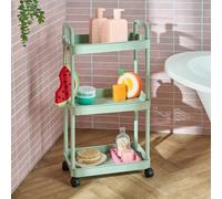 OHS 3 Tier Storage Trolley Cart Bathroom Kitchen Rolling Organiser in Green OHS Green