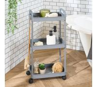OHS 3 Tier Storage Trolley Cart Bathroom Kitchen Rolling Organiser in Grey OHS Grey