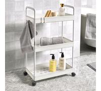 OHS 3 Tier Storage Trolley Cart Bathroom Kitchen Rolling Organiser in White OHS White
