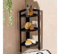 OHS 3 Tier Wood Corner Shelving Unit Storage Home Organiser Display in Black OHS Black